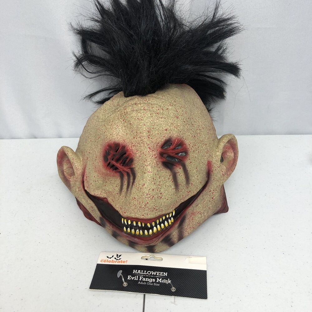 Evil Fangs Mask Way To Celebrate! Halloween Adult Latex Rubber Full Head New
